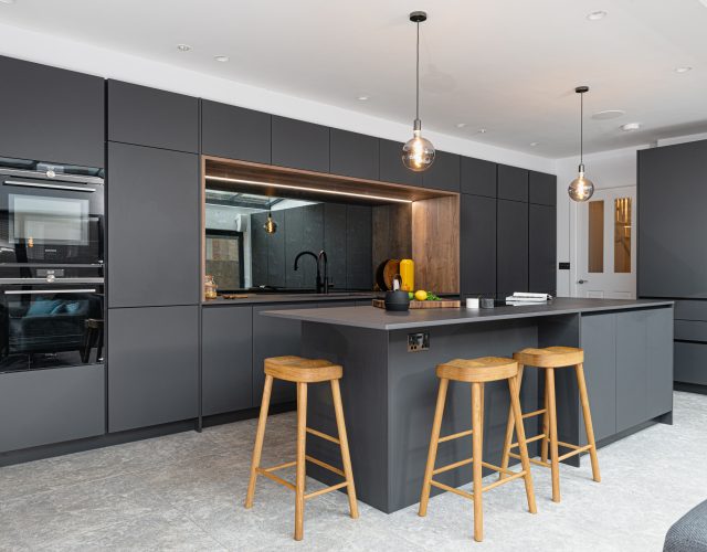 Modern Matt Graphite Kitchen With Timber Details