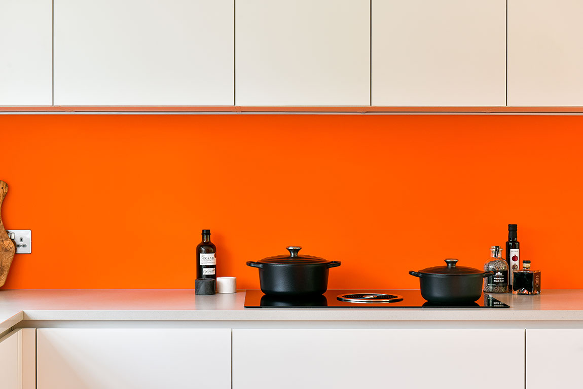 Fresh Orange, White And Wood Kitchen