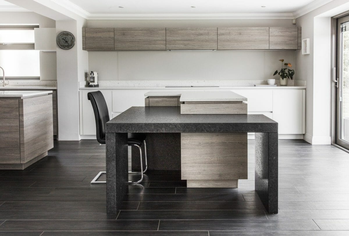 TWIN ISLAND WOOD AND WHITE KITCHEN (CHICHESTER)