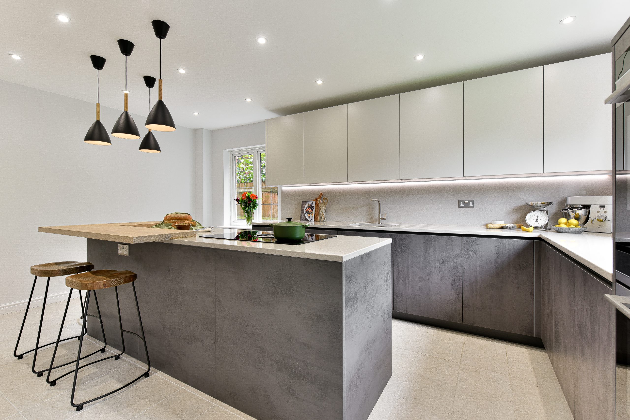 Handleless Concrete Effect Kitchen Ashley Jay Luxury Kitchens Sussex