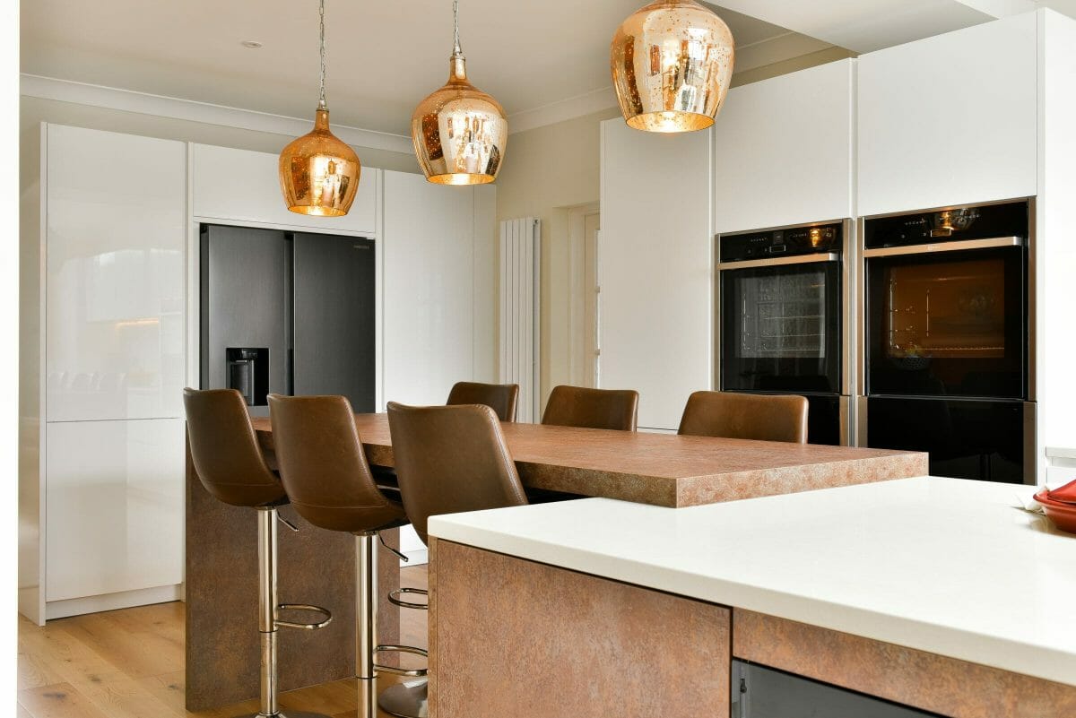Gloss And Bronze Textured Kitchen