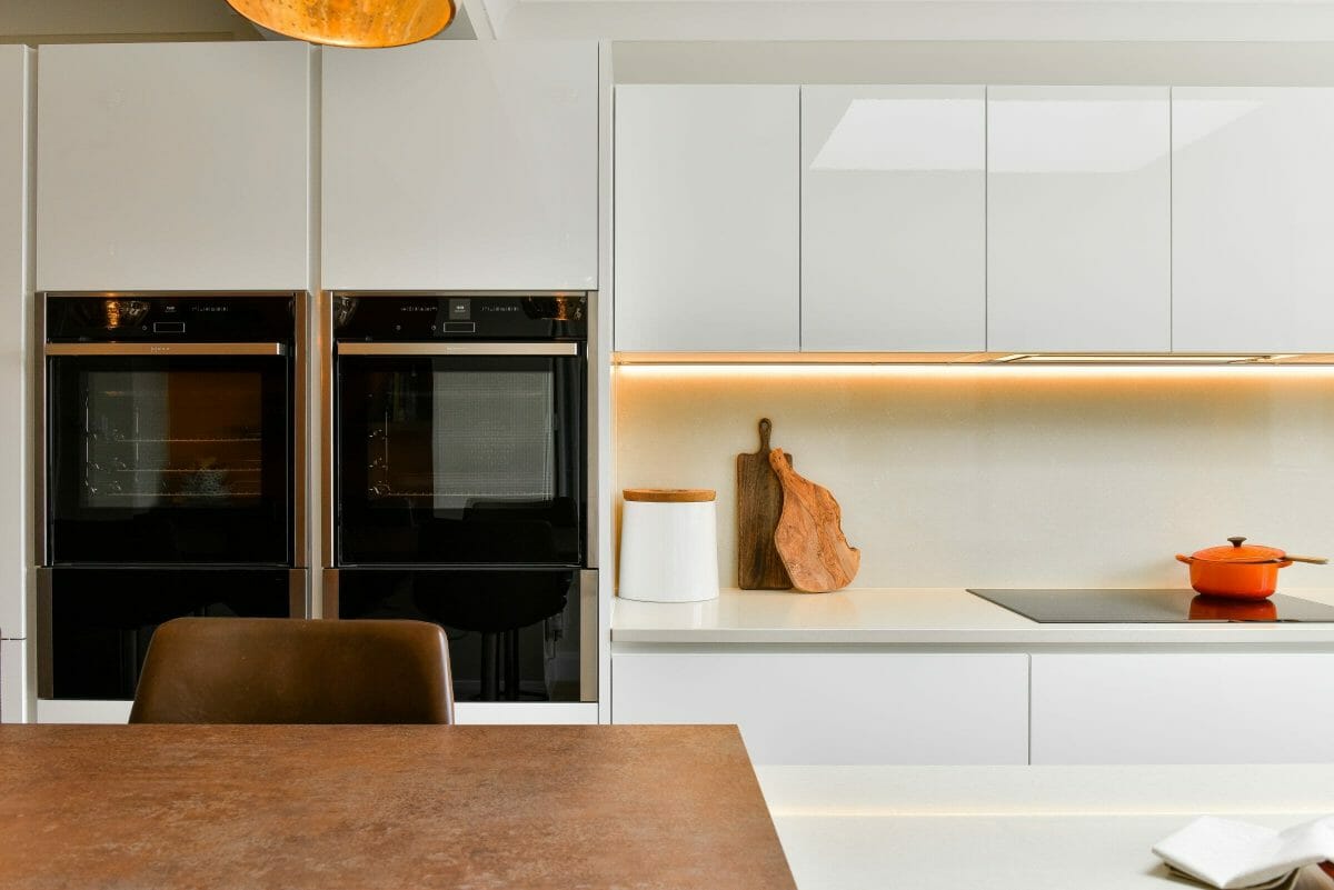 Gloss And Bronze Textured Kitchen