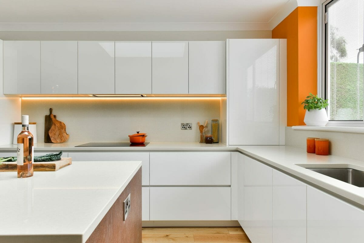 Gloss And Bronze Textured Kitchen