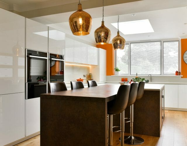 Gloss And Bronze Textured Kitchen