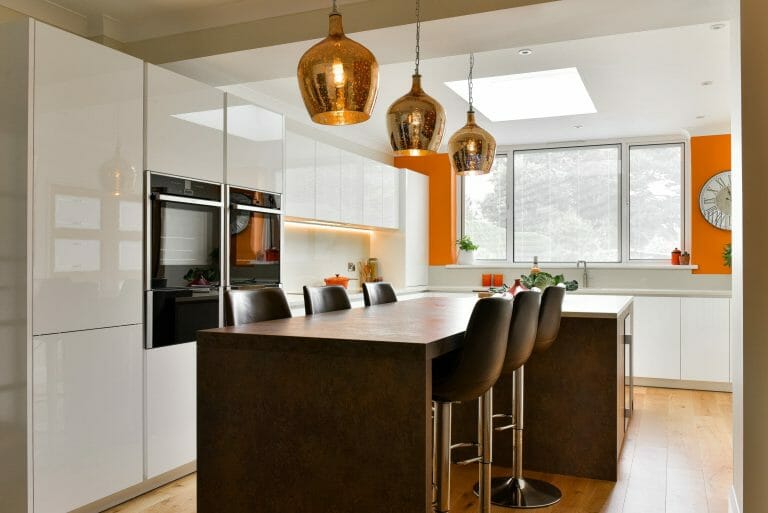 Gloss And Bronze Textured Kitchen