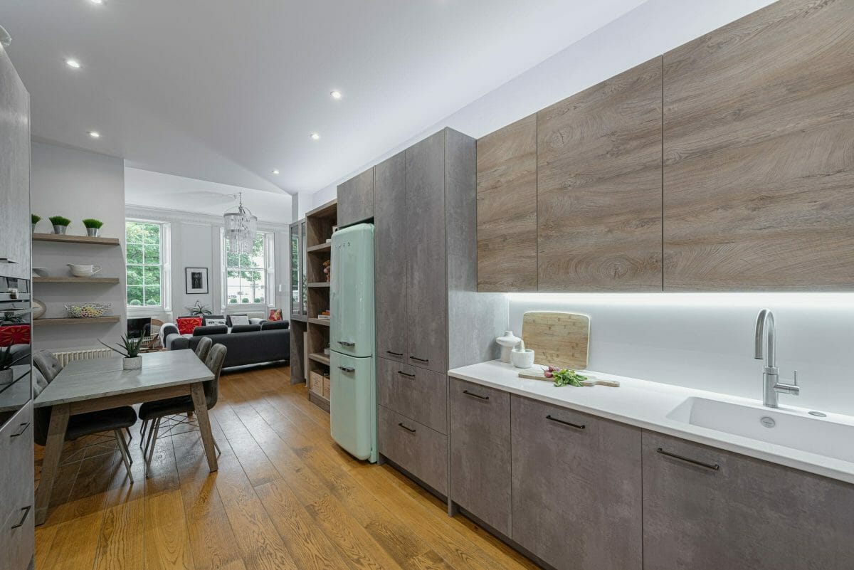 modern victorian kitchen with concrete finish