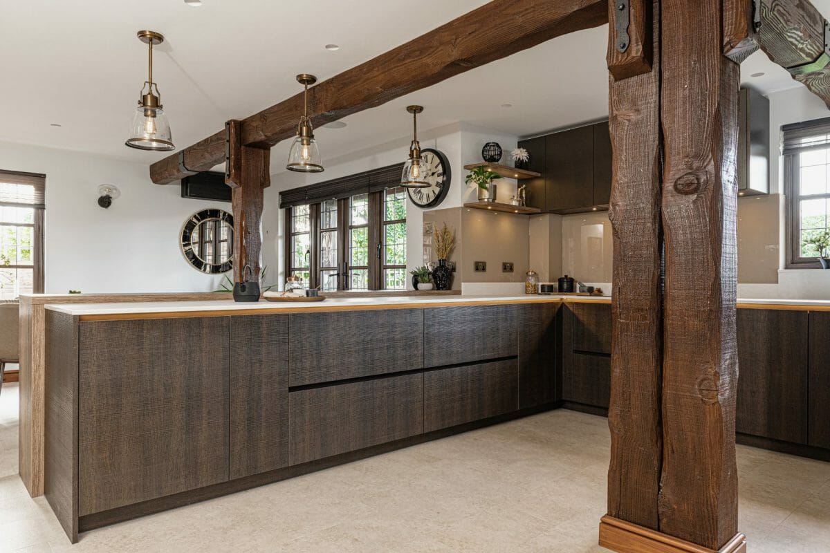 Modern Rustic Kitchen In Wood White And Gold