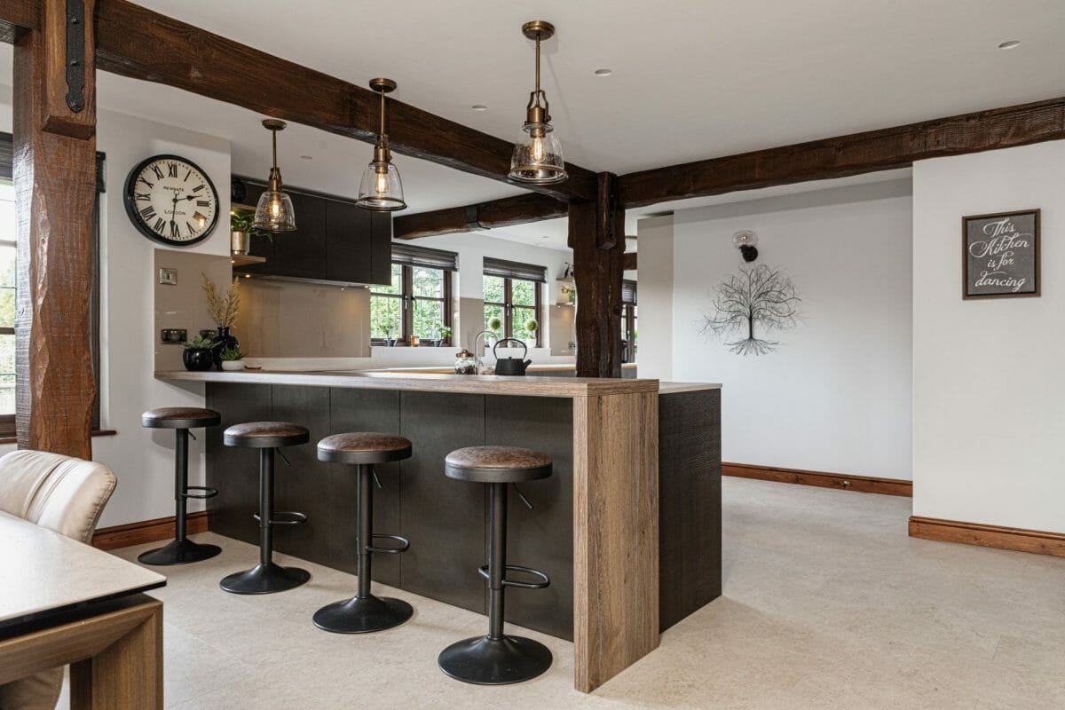Modern Rustic Kitchen In Wood White And Gold-6