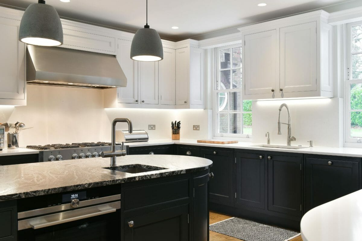 Dark Shaker Kitchen Island with Tap