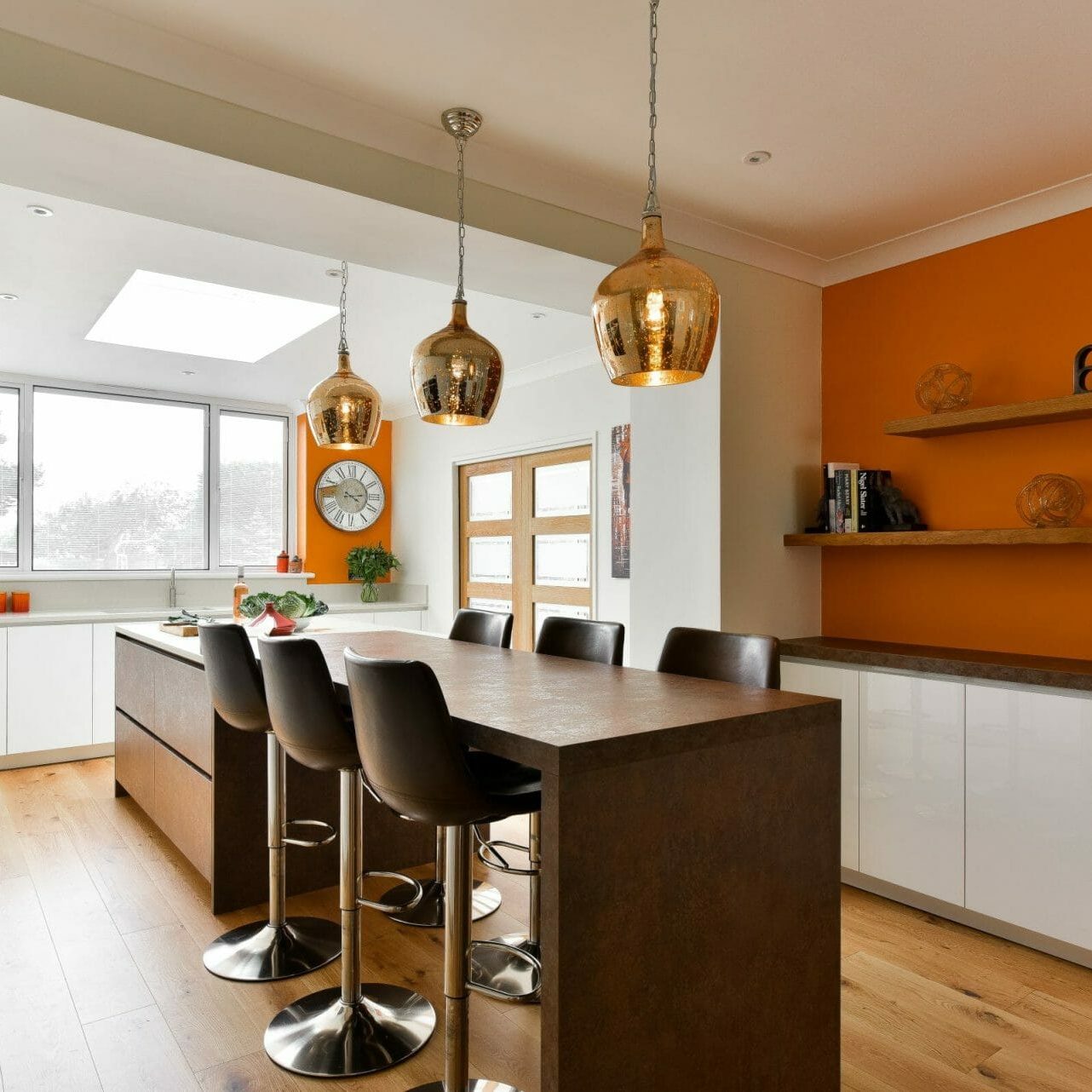 Gloss And Bronze Textured Kitchen